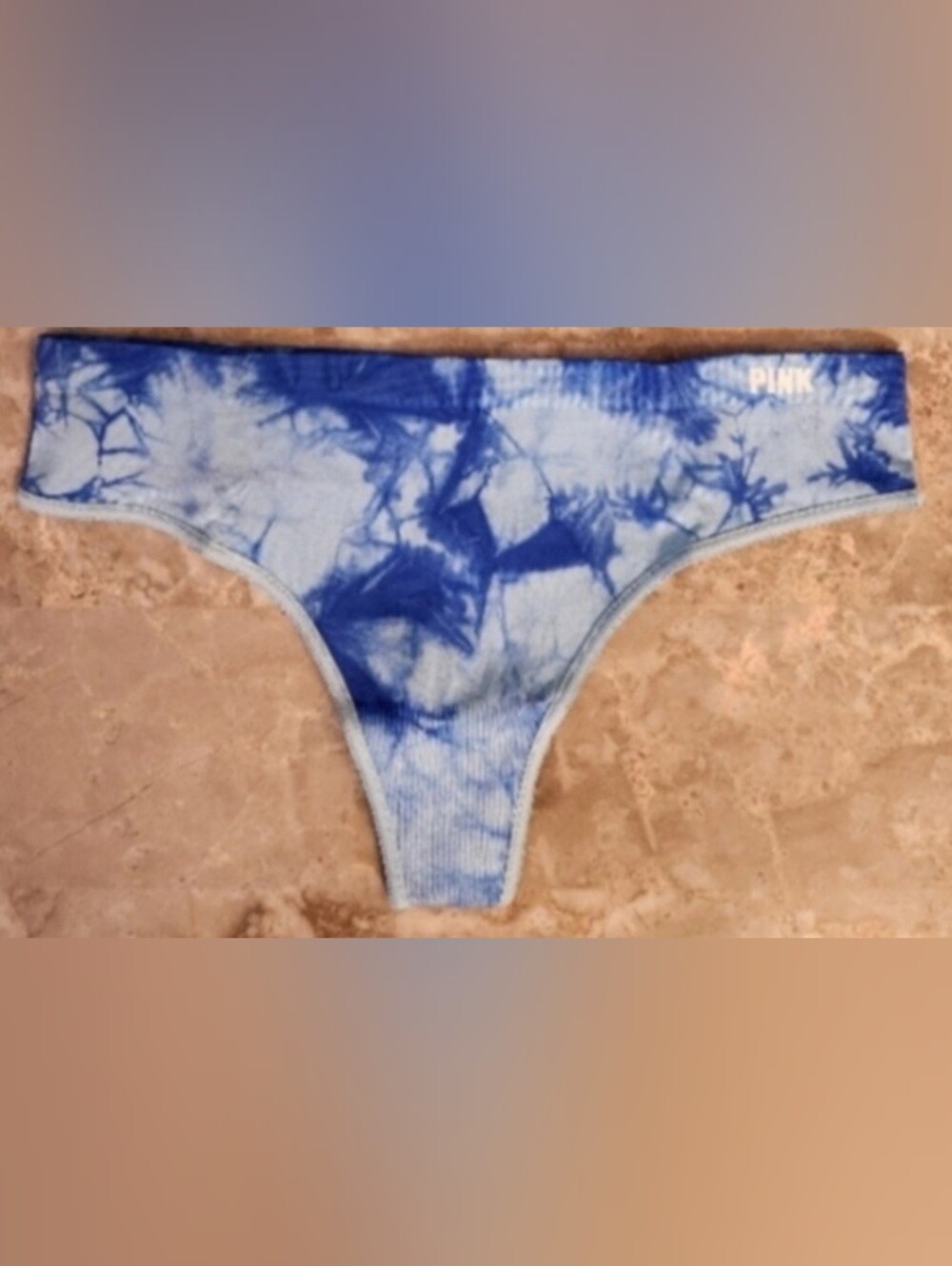 XS VS PINK Seamless Thong Panty Blue Tie Dye